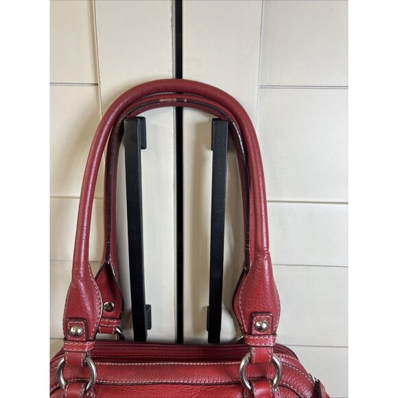 TIGNANELLO SHOULDER SATCHEL TOTE HANDBAG RED PEBBLE LEATHER Purse - Picture 7 of 16